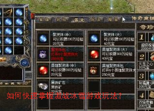 如何快速掌握激战冰雪游戏玩法? 如何快速掌握激战冰雪游戏玩法?