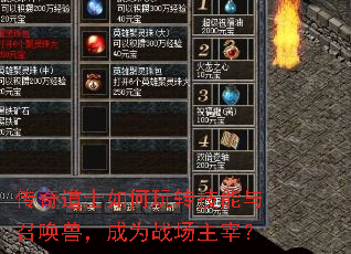 传奇道士如何玩转技能与召唤兽,成为战场主宰? 传奇道士如何玩转技能与召唤兽,成为战场主宰?