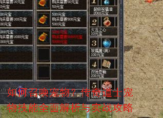 如何召唤宠物?传奇道士宠物技能全面解析与实战攻略 如何召唤宠物?传奇道士宠物技能全面解析与实战攻略