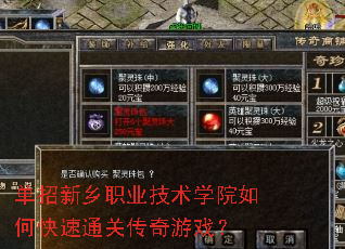 单招新乡职业技术学院如何快速通关传奇游戏? 单招新乡职业技术学院如何快速通关传奇游戏?