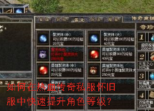 如何在热血传奇私服怀旧服中快速提升角色等级? 如何在热血传奇私服怀旧服中快速提升角色等级?
